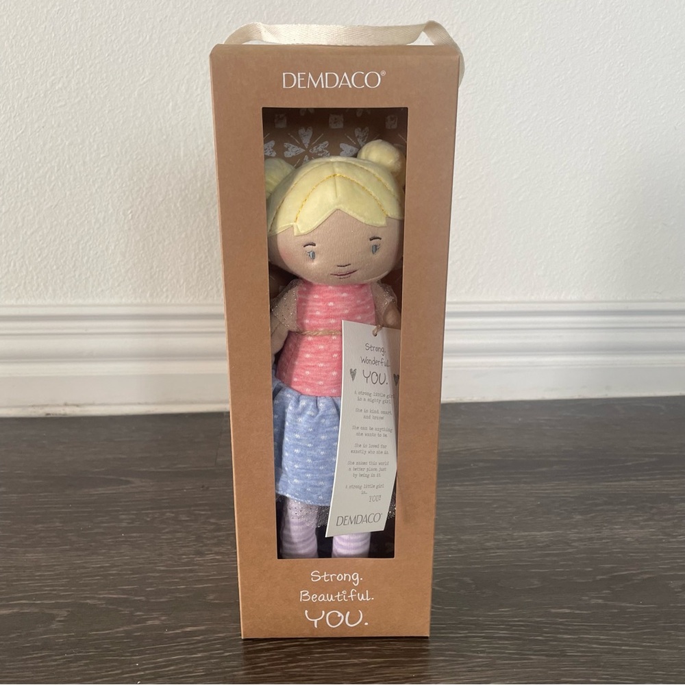 New! Demdaco Strong Beautiful You Blond Girl Fabric Doll - Picture 10 of 13